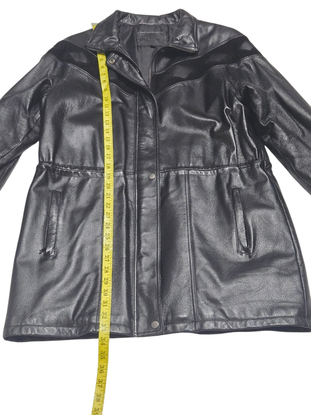 Vintage Sequence Black Genuine Leather & Velvet Western Jacket Women's Size 10 - Picture 9 of 11